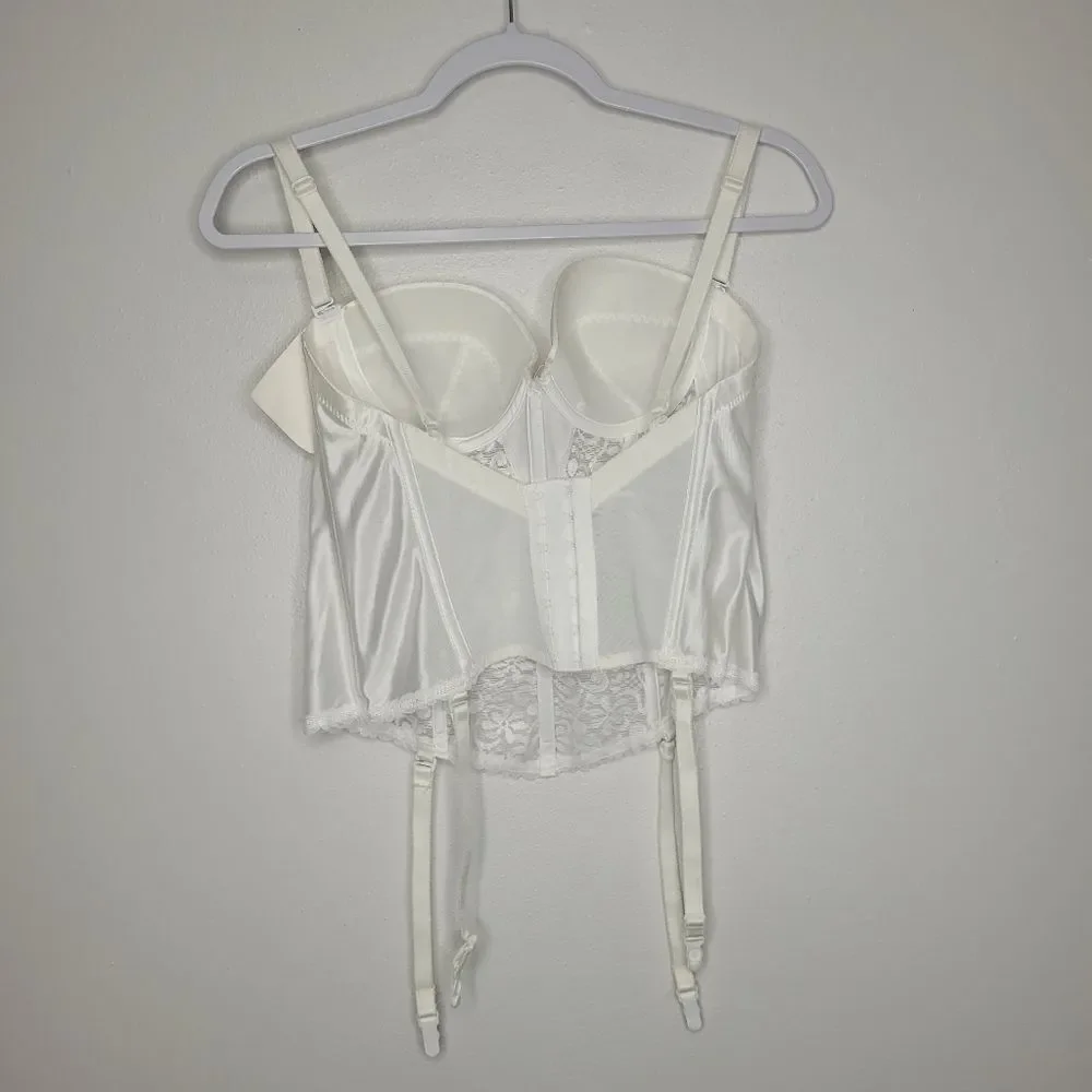 Vintage white lace convertible straps corset old Hollywood boudoir 38a NWT